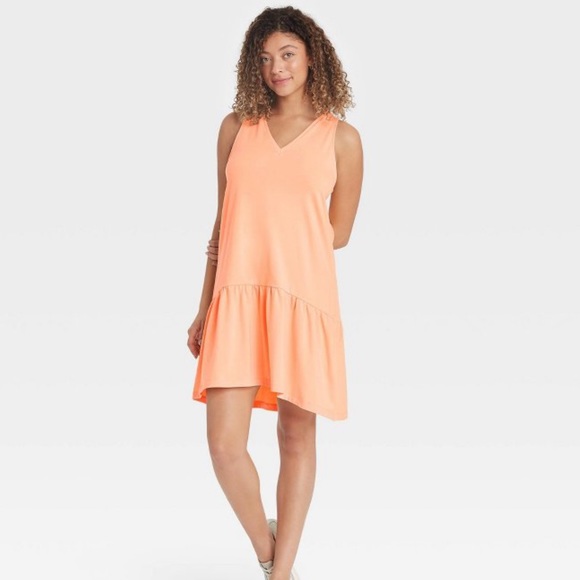 Peach Ruffle Hem Dress - Picture 1 of 5